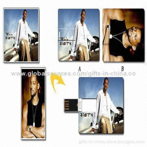 Card-shaped 2GB USB Flash Drive, Free Logo Cost, Uses Branded A Grade Microchips